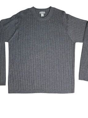 Banana Republic Extra Fine Italian Merino Wool Ribbed Sweater Gray Size L